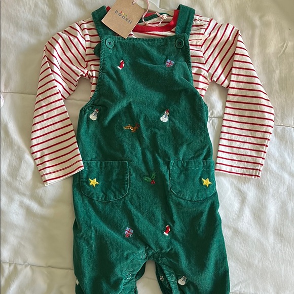 MiniBoden Cord Novelty Dungaree set  Overalls with Festive Embroidery 12-18m - Picture 6 of 8